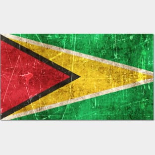 Vintage Aged and Scratched Guyanese Flag Posters and Art